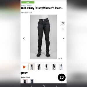 Bull-it Fury Skinny Women's Motorcycle Jean Pants